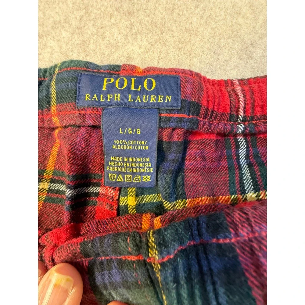 Polo Ralph Lauren Mens Red Tartan Plaid Flannel‎ Pajama Pants Sleepwear Large L